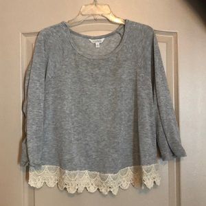 Grey lace sweater top